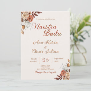 Boho Floral Spanish Wedding Einladung