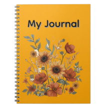 Boho Floral Spiral Notebook, warme, erdige Tones