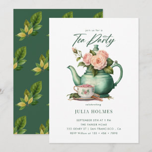 Boho Floral Spring Teacup Tee Party Einladung