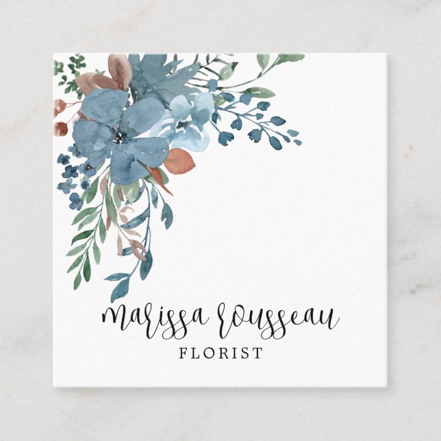 Boho Floral Square Business Card Quadratische Visitenkarte (Vorderseite)