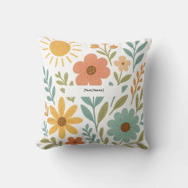 Boho Floral Sun Pillow | Add Text/Name Kissen