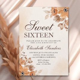 Boho Floral Sweet Sixteen Birthday Einladung