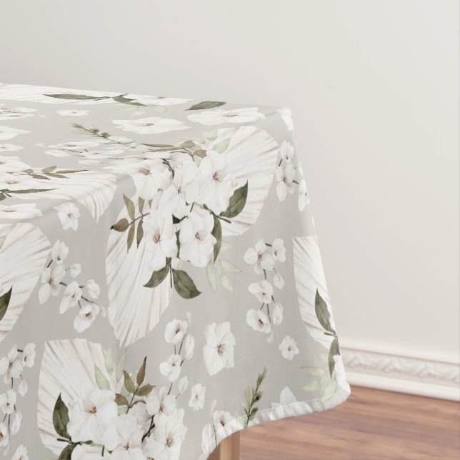 Boho Floral Tablette Neutrale weiße Blüten Tischdecke (Beispiel)