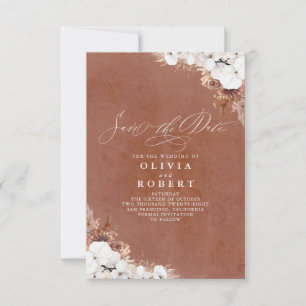Boho Floral Terracotta Chic Save the Date Ankündigung