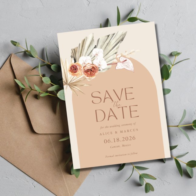 Boho Floral Terracotta Hochzeit retten Datum Save The Date (Von Creator hochgeladen)