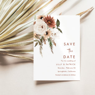 Boho Floral Terracotta Moderne Hochzeit Save The Date