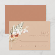 Boho Floral Terracotta Monogram Wedding RSVP Card