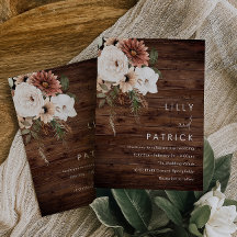 Boho Floral Terracotta Rustic Wood Wedding