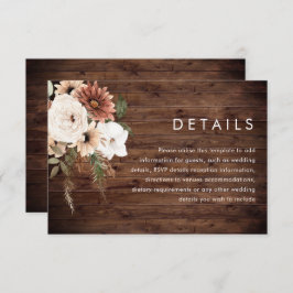 Boho Floral Terracotta Rustikales Holz Hochzeiten  Begleitkarte