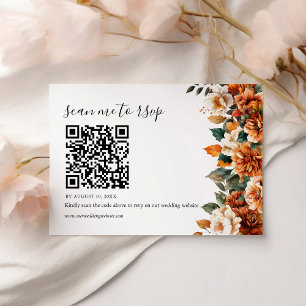 Boho Floral Terracotta Watercolor Wedding QR Code RSVP Karte