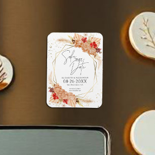 Boho Floral Terracotta Wedding Save the Date Magnet