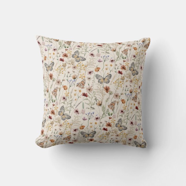 Boho Floral Throw Pillow Kissen (Vorderseite)