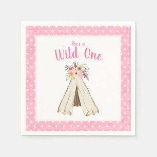 Boho Floral Tribal Teepee Wild 1 1. Geburtstag Serviette
