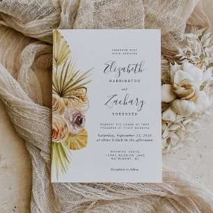 Boho-Floral-Tropische-Weiche-Erdtöne-Hochzeit Einladung