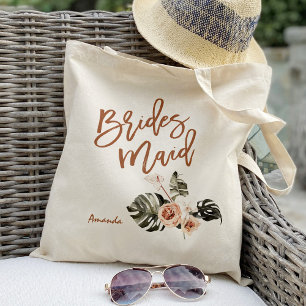 Boho Floral Tropisches Blatt Brautjungfer Tragetasche
