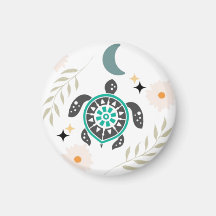 Boho Floral Turtle - Crescent Moon