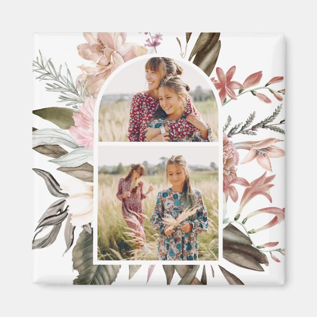 Boho Floral Two Foto Magnet (Vorne)