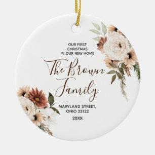 Boho Floral unsere ersten Weihnachten in unserer n Keramik Ornament