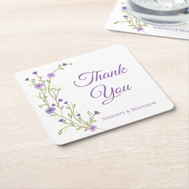 Boho Floral Vielen Dank für Ihre Lila Wildblume Ho Rechteckiger Pappuntersetzer (angewinkelt)