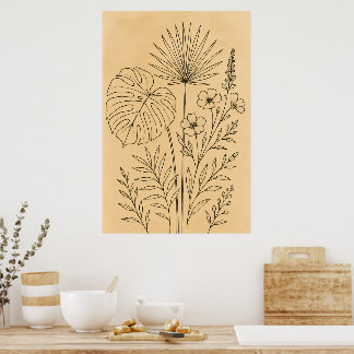 Boho Floral Wall Art - Neutrale botanische Kunst Poster