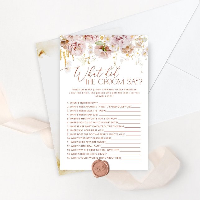 Boho Floral Was hat der Bräutigam gesagt Bridgame (Von Creator hochgeladen)