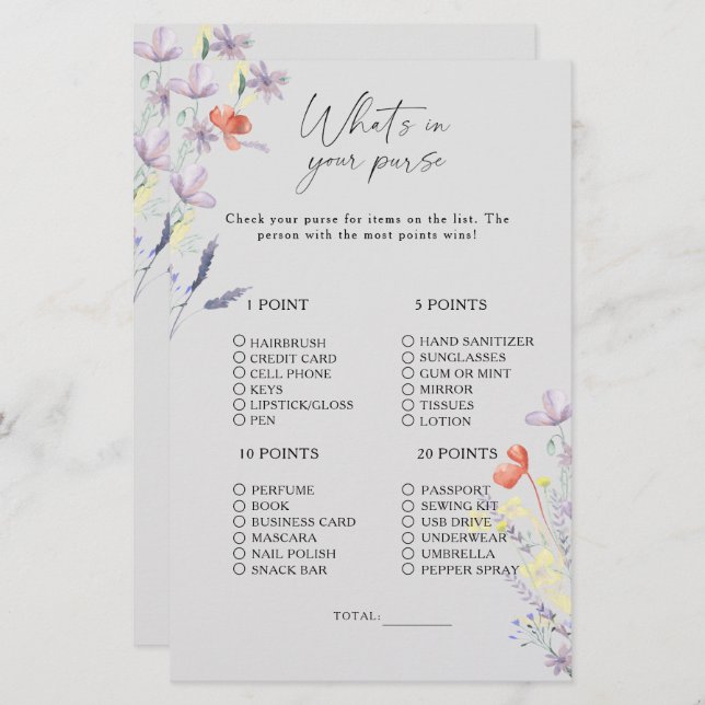 Boho Floral, was ist in deinem Geldbörsenspiel (Vorne/Hinten)