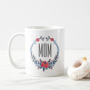 Boho Floral Wasserfarbe Rote Rosen Muttertag Tasse