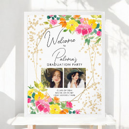 Boho Floral Watercolor 2 Foto Abschluss Willkommen Poster
