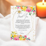 Boho Floral Watercolor Abschluss Gold Foto Dankeskarte<br><div class="desc">Dankbarkeit für diesen blühenden Abschluss mit handgemalten Aquarellfarben-Wildblumen und goldenen geometrischen Akzenten. Die elegante Typografie fügt eine herzliche Touch hinzu,  während das personalisierte Foto es zu einem gepflegten Sake macht. Ein stilvoller Weg,  um Freunden und Familie für ihre Unterstützung zu danken!</div>