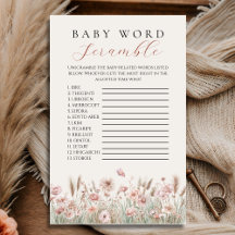 Boho Floral Watercolor Baby Word Scramble
