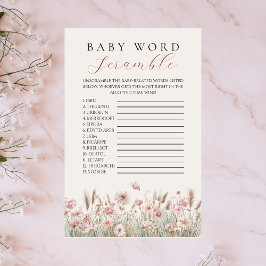 Boho Floral Watercolor Baby Word Scramble Flyer