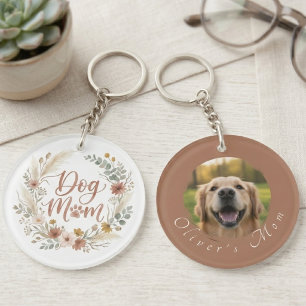Boho-Floral-Watercolor-Hundemutter-Foto Schlüsselanhänger