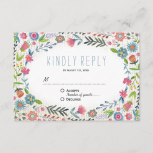 Boho Floral Watercolor Wedding   UAWG-Antwortkarte RSVP Karte