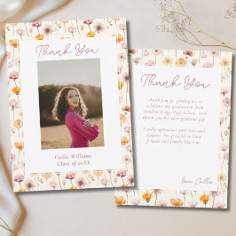 Boho Floral Watercolor Wildblumen Abschluss Dankeskarte