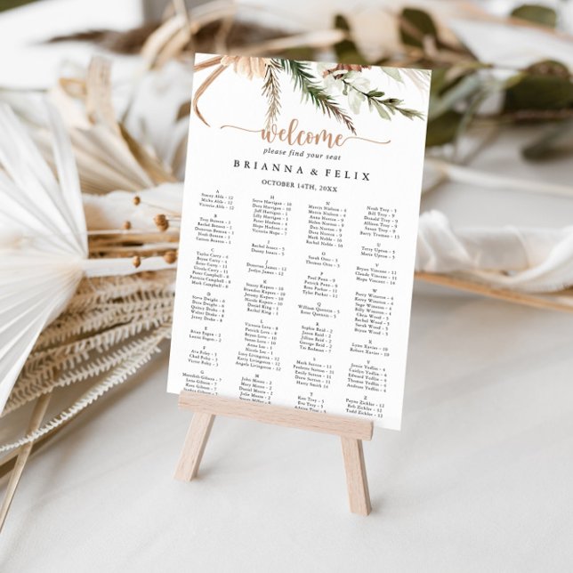 Boho Floral Wedding Alphabetitical Seating Chart Poster (Von Creator hochgeladen)
