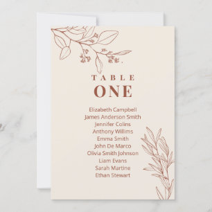 Boho Floral Wedding Chart Cards Einladung