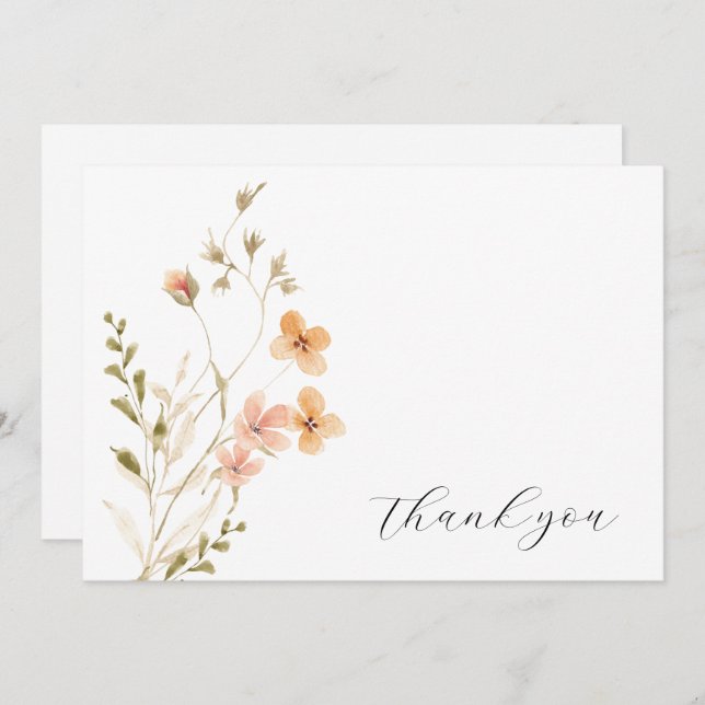 Boho Floral Wedding Danke-Card Dankeskarte (Vorne/Hinten)