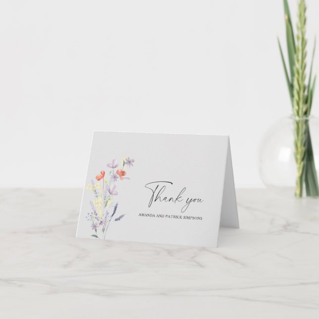 Boho Floral Wedding Danke-Card Dankeskarte (Vorderseite)