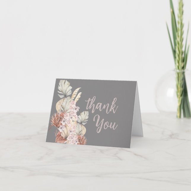 Boho Floral Wedding Danke-Card Dankeskarte (Vorderseite)