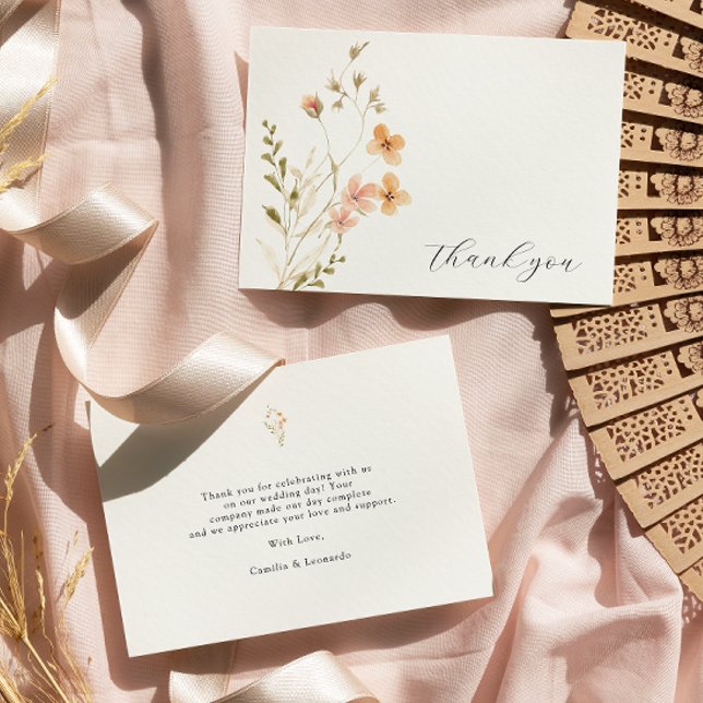 Boho Floral Wedding Danke-Card Dankeskarte (Von Creator hochgeladen)