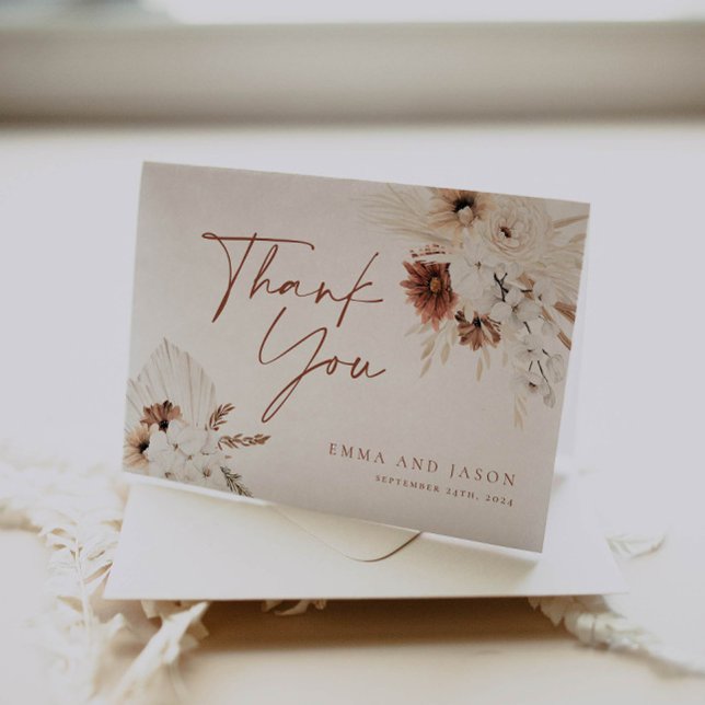 Boho Floral Wedding Danke-Card Dankeskarte (Von Creator hochgeladen)