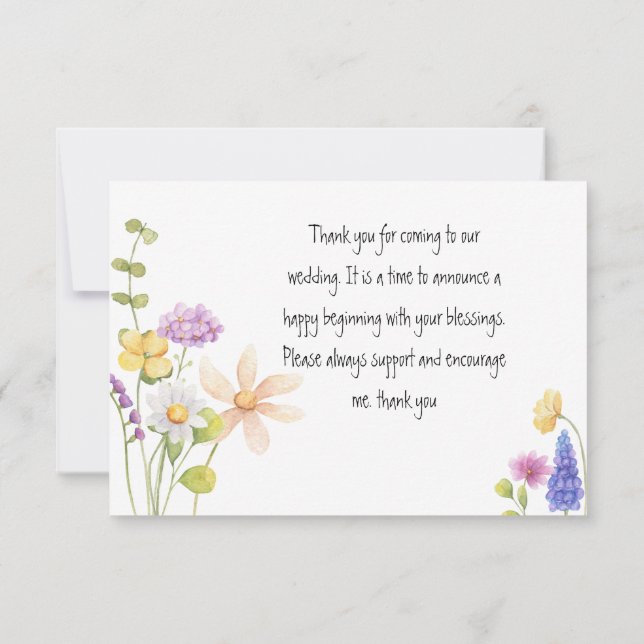 Boho Floral Wedding Danke-Card Dankeskarte (Rückseite)