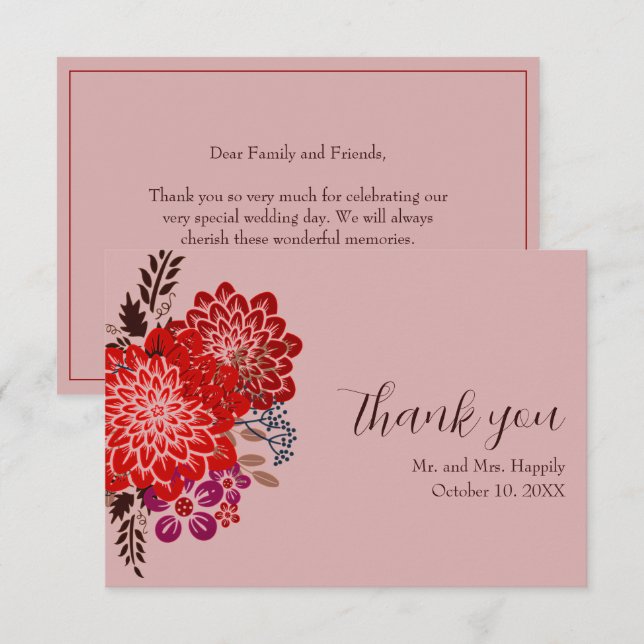 Boho Floral Wedding Danke Cards Einladung (Vorne/Hinten)