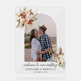 Boho Floral Wedding Foto Acrylic Sign Acrylschild