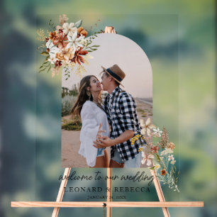 Boho Floral Wedding Foto Acrylic Sign Acrylschild