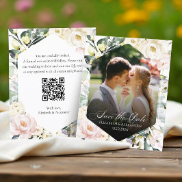 Boho Floral Wedding Foto QR-Code Speichern Sie die