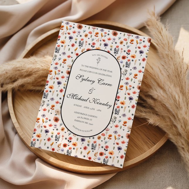 Boho Floral Wedding Invitation  Karte (Von Creator hochgeladen)