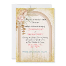 Boho Floral Wedding Invitation with Gold Sparks