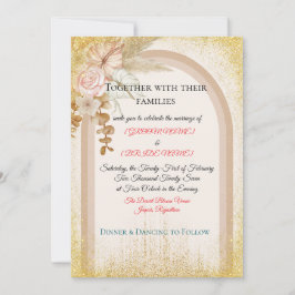 Boho Floral Wedding Invitation with Gold Sparks Einladung