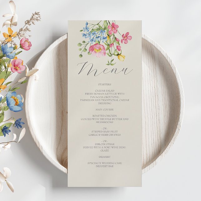 Boho Floral Wedding Menu Card Menükarte (Von Creator hochgeladen)